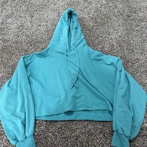 Teal Cropped Hoodie